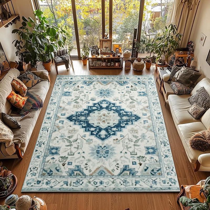 RAKKS Vintage Boho Carpet Floral Large Area Rugs , for Living Room,Bedroom, Beside,Kitchen, Door Mat,Super Non-Slip Brown,Green