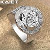 925 Sterling Silver Watch Round With Crystal 7-10 Ring Charm For Women Jewelry
