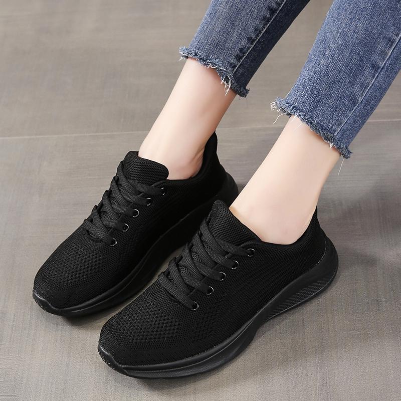 TUINANLE Sneakers Women Shoes Light White Sneakers Breathable Shoes Outdoor Ladies Casual Flat Walking Black Shoes
