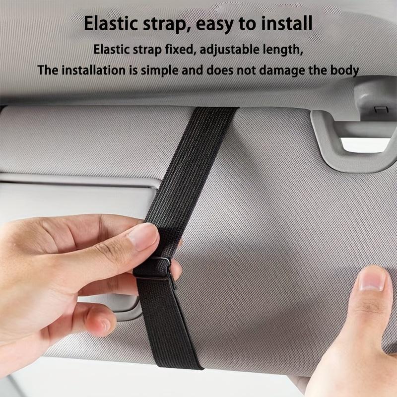 1pc PU Leather Car Visor Organizer with Glasses Holder, Multi-Functional Storage Pouch for Driver's License, Cards, and Accessories