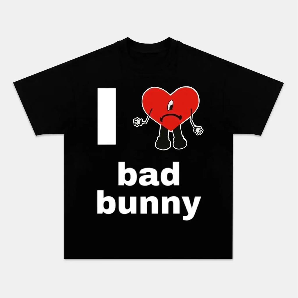 I Love Bad Bunny Graphics Cotton Unisex Shirt New Oneck New Short Sleeve Unisexs Womens Fashion Hiphop Tshirt Fan Gifts