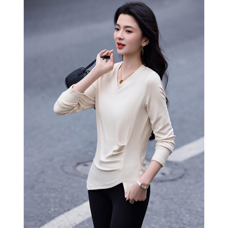 

Women s Lightweight V-Neck T-Shirt with Irregular Hem L
