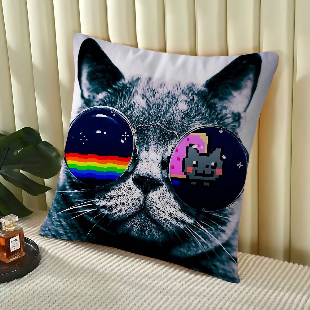 

Забавные подушки для кошек Подарки Мебель для дома и офиса Спальня Диван Чехол для подушки для автомобиля 45x45см 16x16Inch