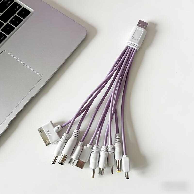 

10-in-1 USB Charging Cable | Colorful Multi-Cable with Ten Ports, All-in-One Universal Charging Cable, PVC Material, Matte End фіолетовий