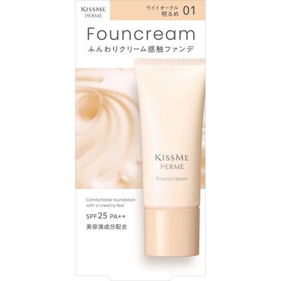 Kiss Me FERME Foun Cream 01 Light Ocher Bright 17g Light Foundation Smooth Beautiful Skin Cream Foundation SPF25 PA++