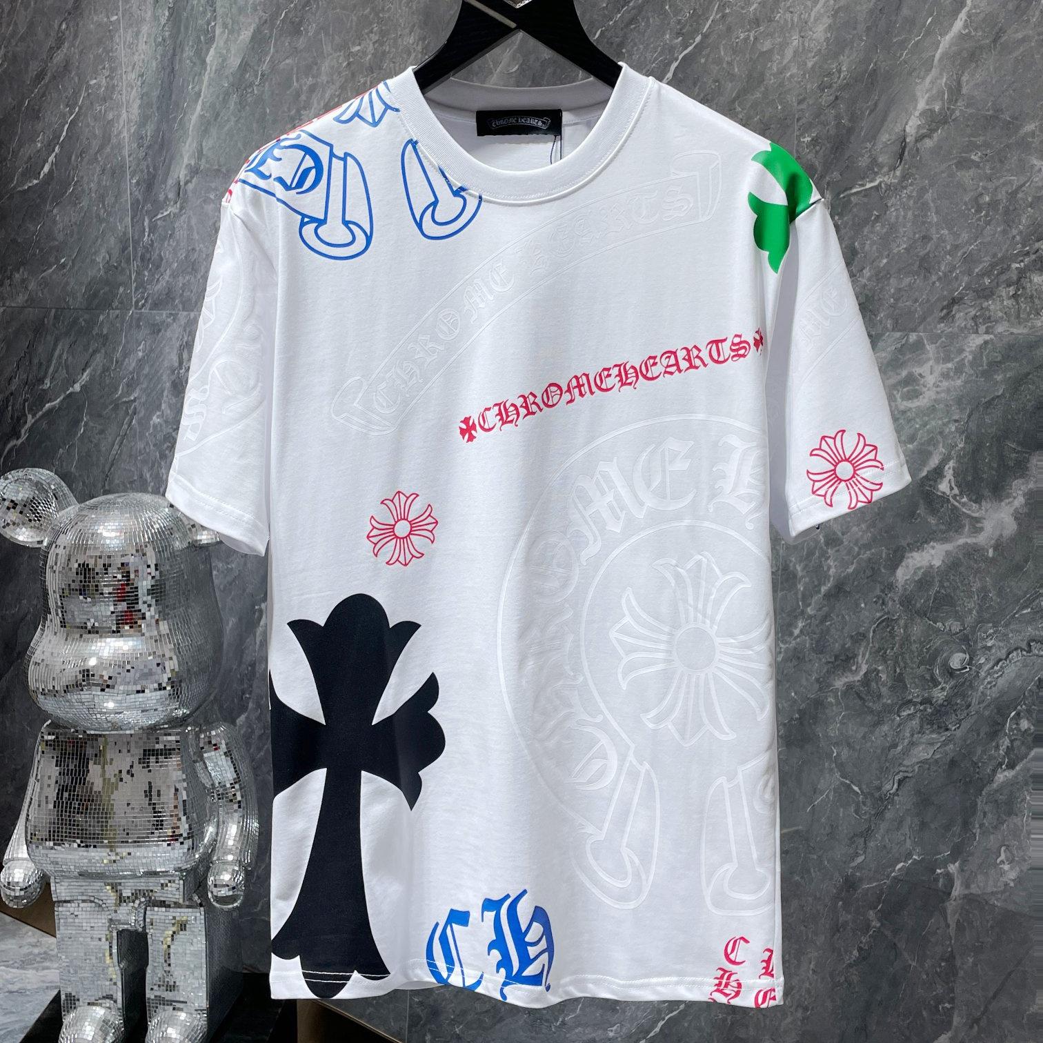 

8725 ХРОМІЗОВАНІ СЕРДЕЧКА 2025 Літня нова високоякісна бавовняна футболка вільного крою великого розміру для чоловіків та жінок, футболка для пар M білий