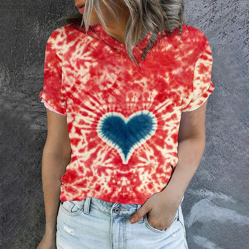 2023 Grenzüberschreitendes Sommer Herren Rundhals Kurzarm T-Shirt Liebe Damen 3D T-Shirt Digitaldruck Kurzarm Top
