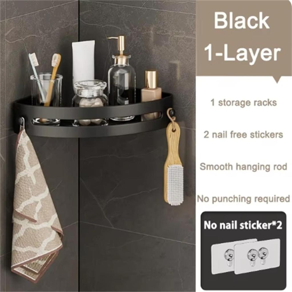 One  Bathroom Shelf, Household Bathroom Supplies Storage Rack, Black Wall Hanging Tripod, Bathroom Storage Rack, Storage