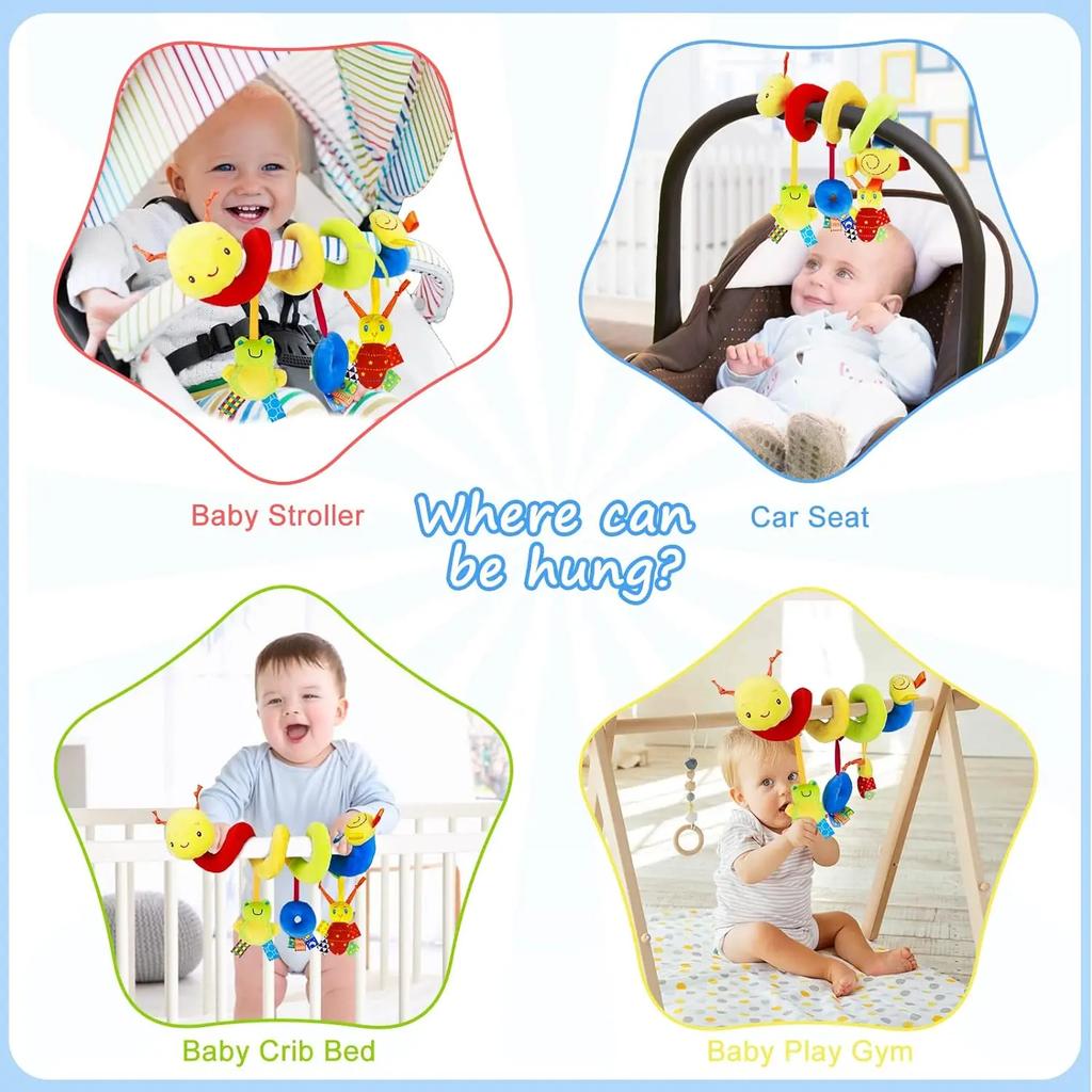 Infant Plush Hanging Toys for Babies 0-6 Months Stroller Car Seat Comfort Doll Crib Mobile Rattles Bed Winding Plush Baby Toy