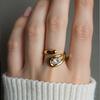 Geometric Stainless Steel Ring For Women With Electroplated Finish And Elegant Style For Fashion Accessories