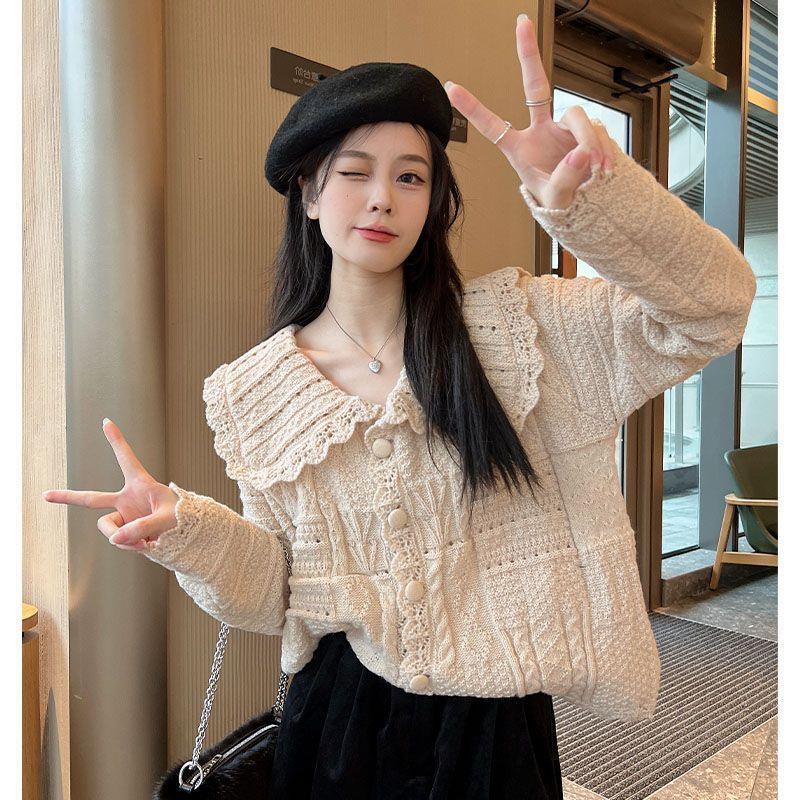 2024 French Doll Chic Knit Cardigan Sweater - Gentle Autumn/Winter Loose Fit