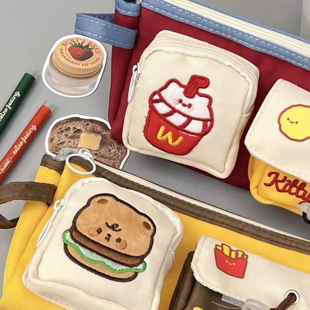 Portable Pencil Case Hamburger And French Fries Stationery Bag New Pen Bag  Back To School