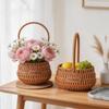 Pastoral Style Woven Flower Basket - Handheld Imitation Rattan for Home, Storage, or Gift.