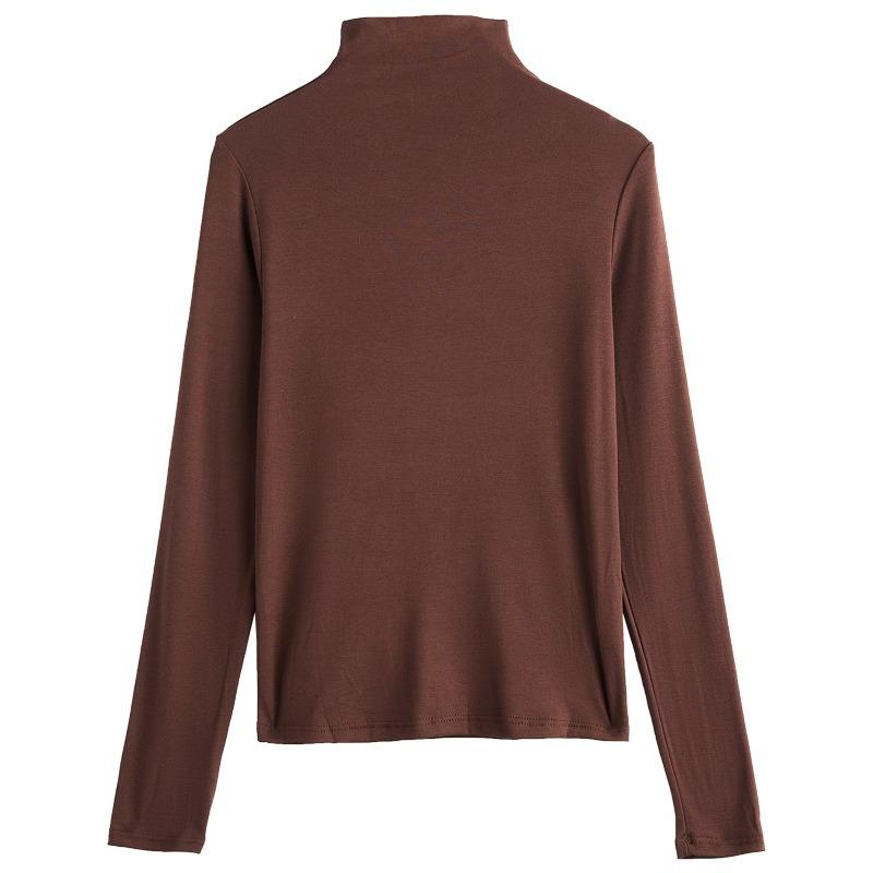 Autumn and Winter Women's Bottoming Shirt Modal Cotton Slim Half-high Neck Collar Inside Tight Solid Color Long-sleeved Blouse