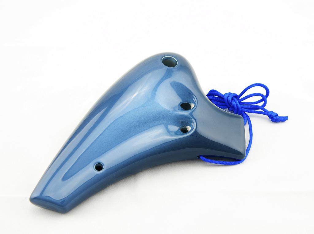 TNG Okarina Musikinstrument AC Mehrere Löcher Griffweise Okarina Keramikflöte Röhre Spielen Glasierte Oberfläche Blau [Doppel/Alt/Blau] Hochwertiger C-Ton