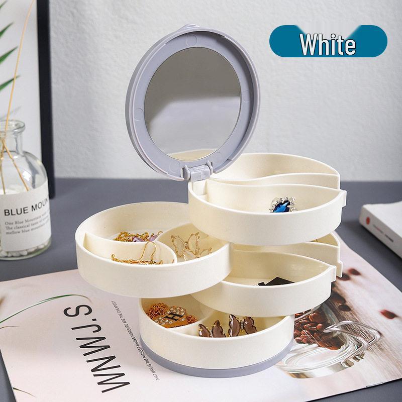 Rotating Multi-layer Jewelry Box with Mirror - Exquisite Storage for Earrings and Necklaces, Dustproof Design