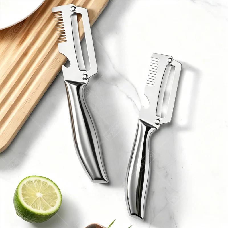 Peeling Knife Vegetable Peeler with Wooden/steel Handle and Bottle Opener Kitchen Tool Multi-Function Kitchen-Specific Peeler