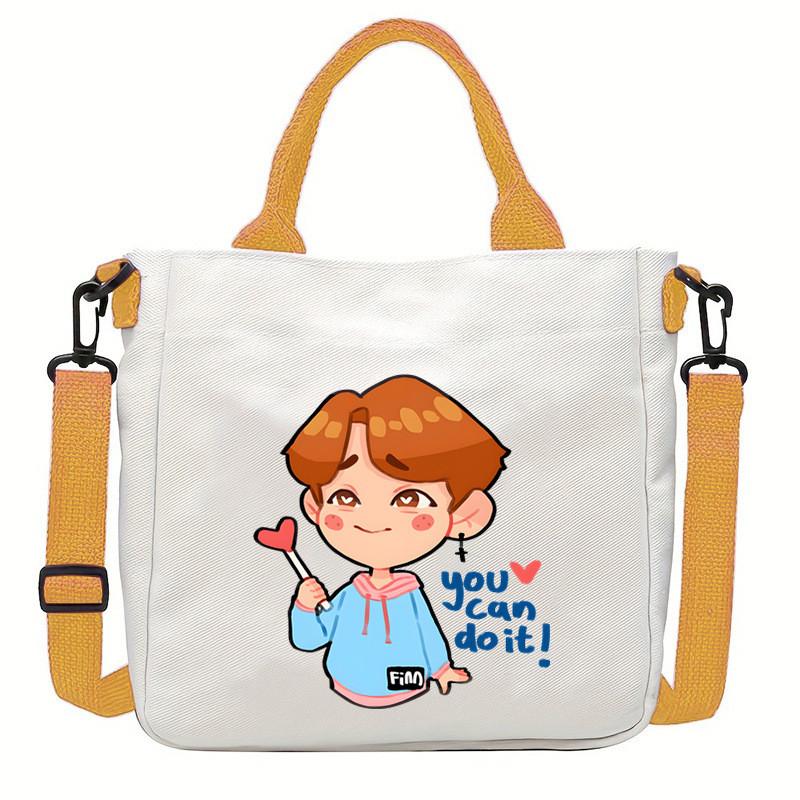 Multi-color KPOP Stray Felix Printed Crossbody Bag Canvas Shoulder Bags