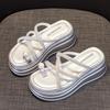 Fashion 7.5CM Synthetic Rhinestone Slippers Luxury Sandals Elegance Leisure Fashion New Summer Women Bling Platform Wedge Flats Shoes