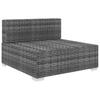 Modular Sofa Center Section 1 Pc + Cushions Poly Rattan Gray