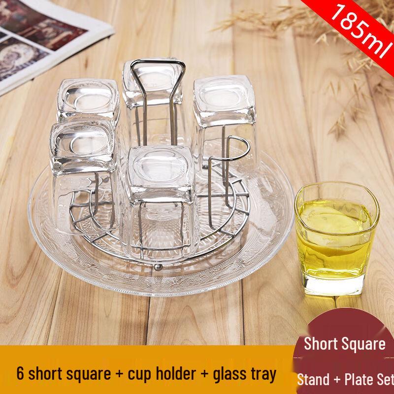 Zhuopu 6-Piece Square Heat-Resistant Glass Teacup Set