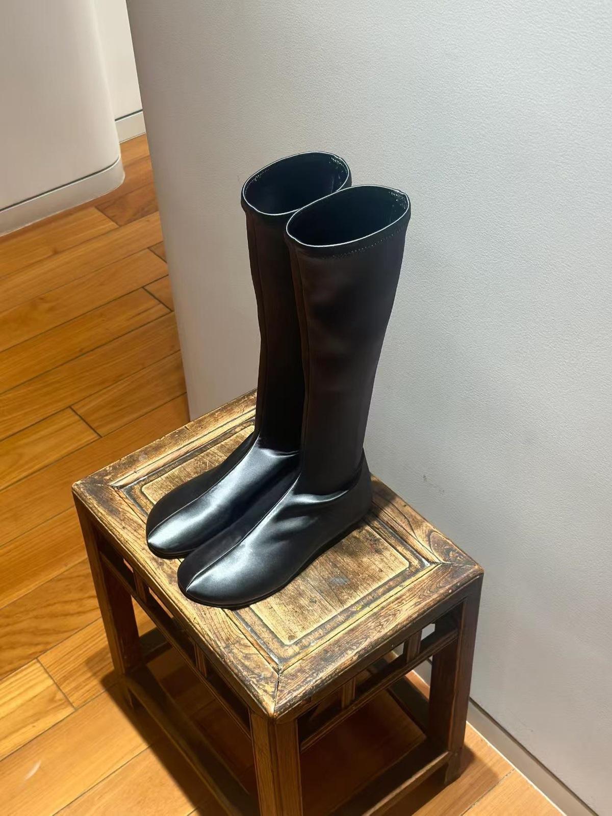 

Ботильоны из коровьей кожи на внутренней платформе, тонкие ботинки, осенне-зимние новые ботфорты на плоской подошве, высокие ботинки, но ботфорты женские 40