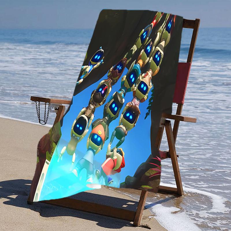 proof beach towel with a Astro Bot4 pattern - soft,absorbent,quick-drying,machine washable - perfect for swimming,camping,bathing