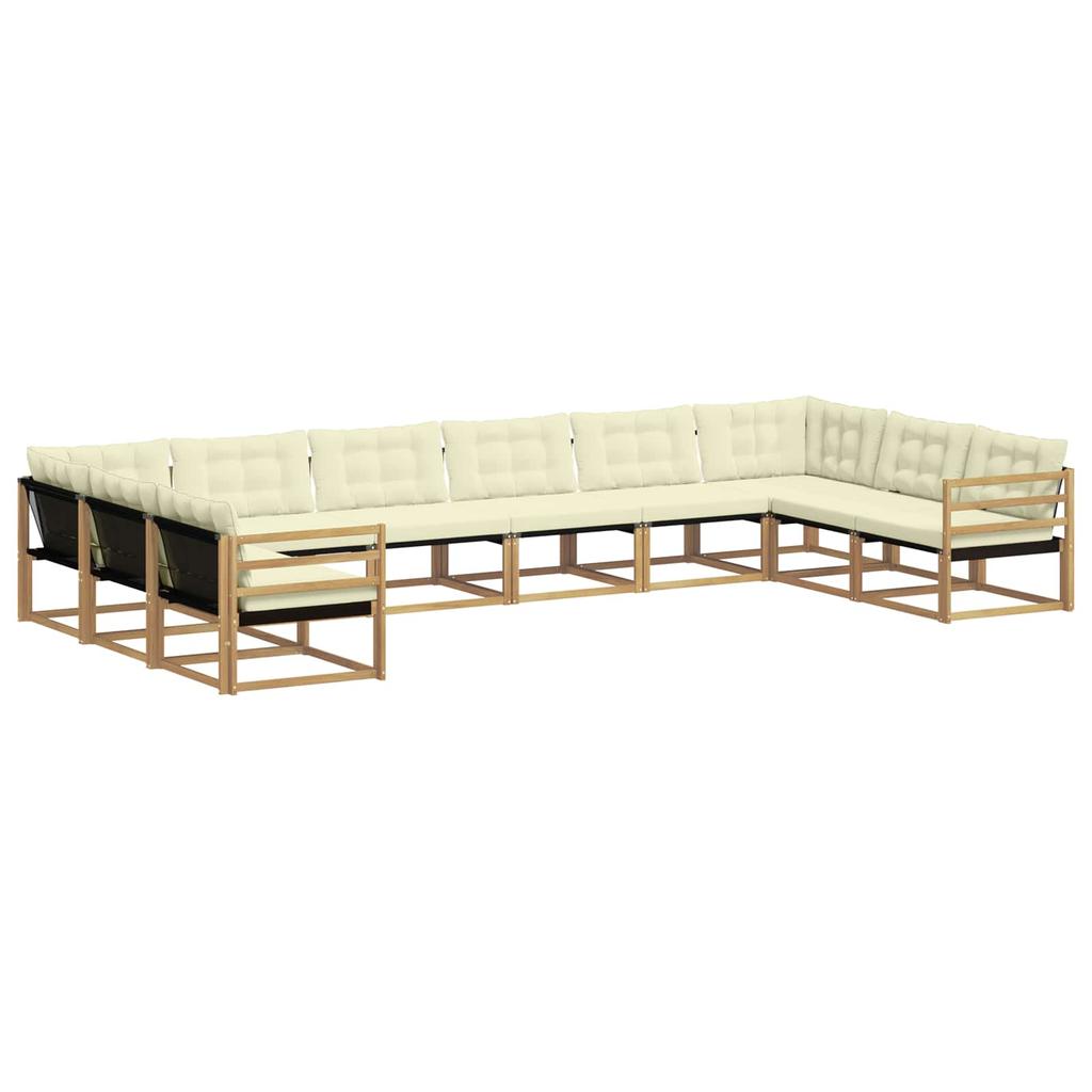 Outdoor Sofa Set with Cushions 10 Pcs White and Cream