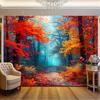 2D Plane 1 Piece of Autumn Splendid Photography Background - Fallen Leaf Forest and Yellow Leaf Scene Suitable for Weddings