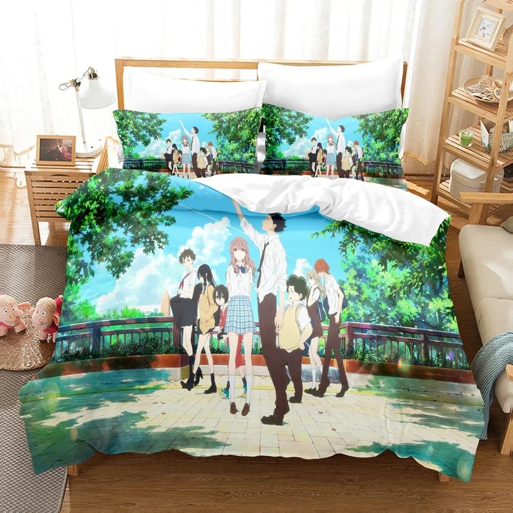A Silent Voice Bedding Set Single Twin Full Queen King Size Bed Set Adult Kid Bedroom Duvet Cover Sets 3D Anime Bed Sheet Set