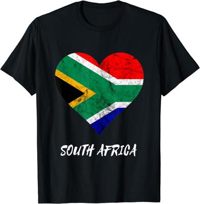 Jižní Afrika Srdce Jihoafrická Vlajka Safari Jihoafrické Tričko Pánské 100% Bavlna Ležérní Trička Volný Fanouškovský Top Velikost S-3XL