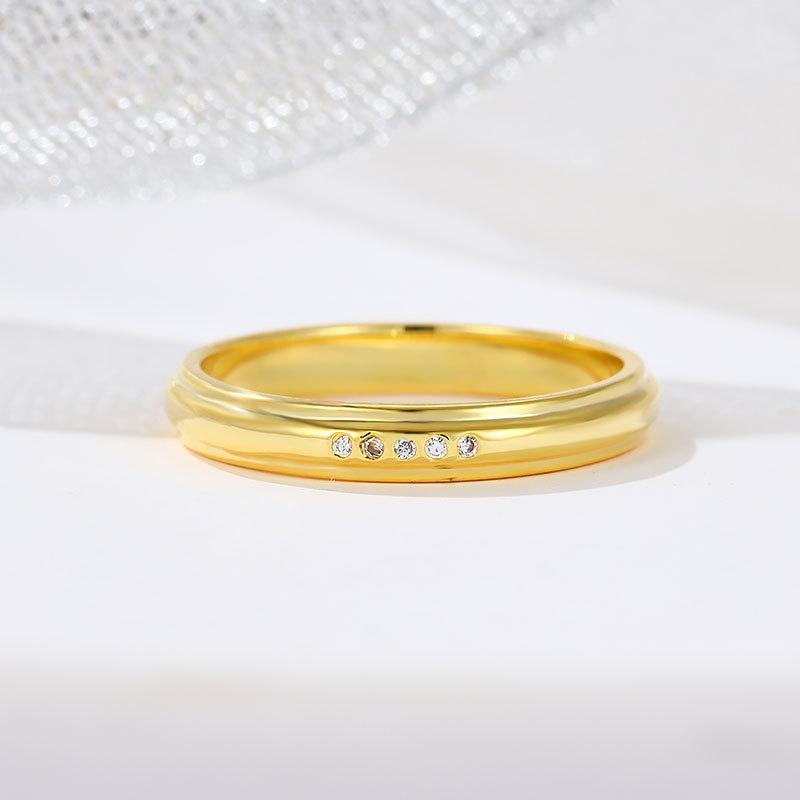 Fashion New Stone-encrusted Titanium Steel Ring, Personalized Simple and Cold Wind Trend Jewelry Ring