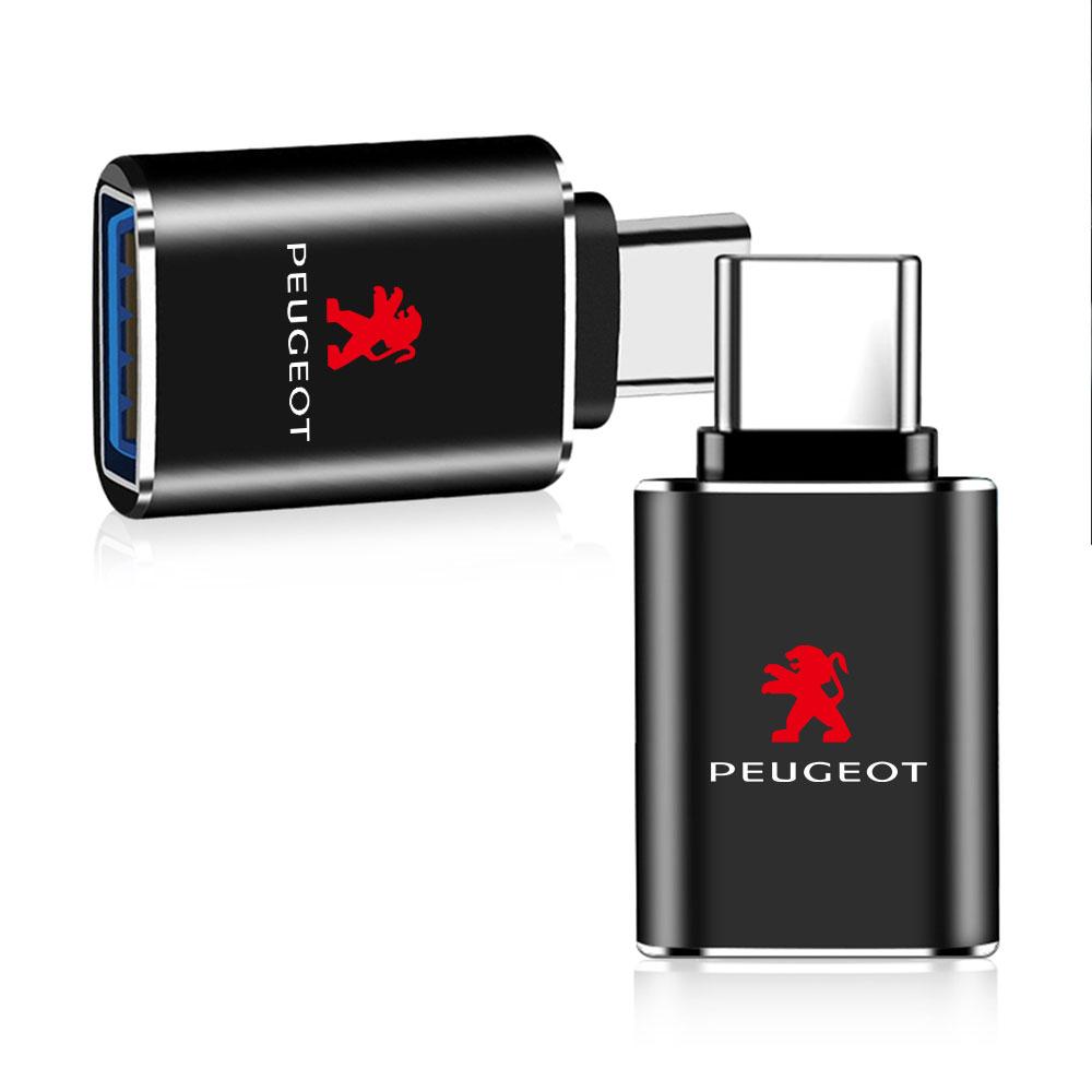 1/2PCS Car Usb Type C Cable Converter Charging Adapter Center Cover For Peugeot f 206 2008 306 307 3008 406 408 5008 607 1008 4008