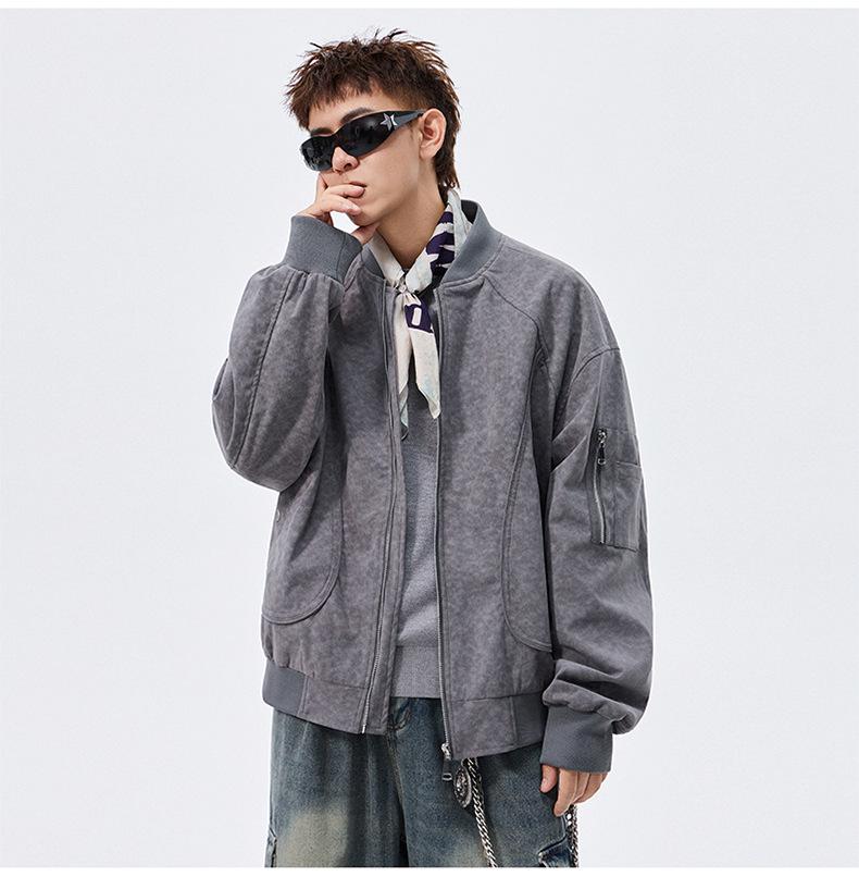ACU Men's Dirty Color Baseball Jacket | American Workwear Casual Plus Size Loose Autumn/Winter Jacket