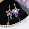 Shiny Rhinestone Hollow Star Tassel Dangle Stud Earrings Women Jewelry