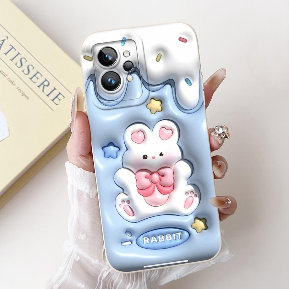 For Realme GT2 Pro Realme GT7 Pro Phone Case Realme Neo2 GT 2 Fundas Liquid Silicone Soft Back Cover Rabbit Panda Flower Capa