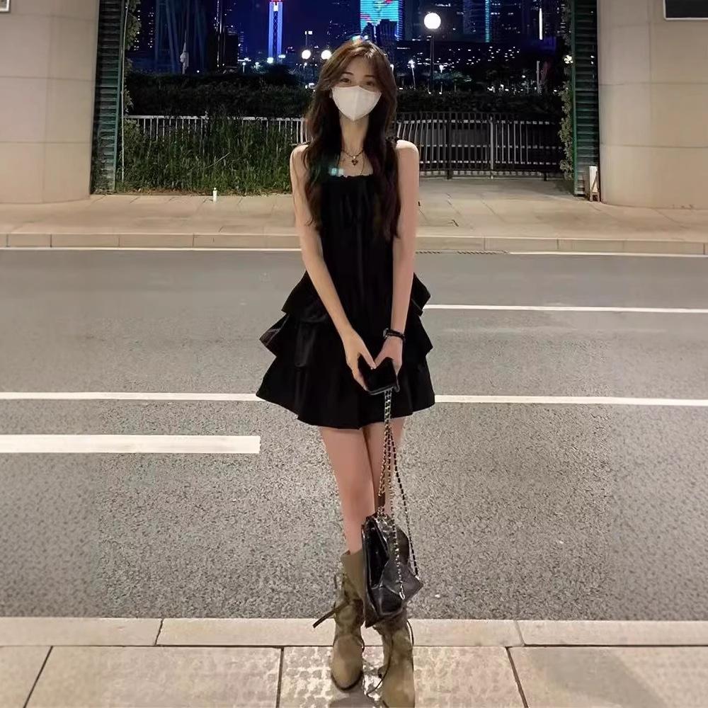 New Spring French Black Suspender Dress Children's Summer Waist French Skinny Temperament Princess Dress