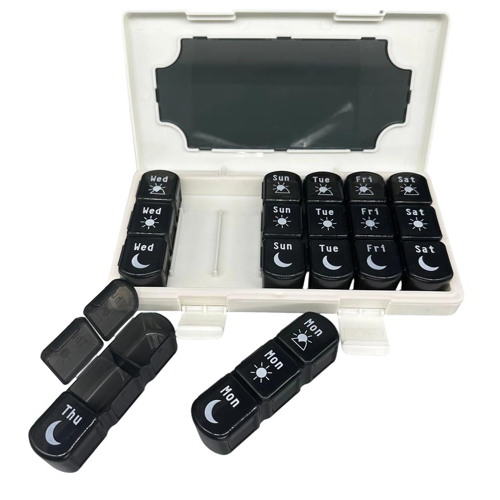 New Weekly Organizer Case 2 Times a Day AM PM Daily Pill Box to Hold Vitamin Fish Oil Supplements and Medicine Storage Box