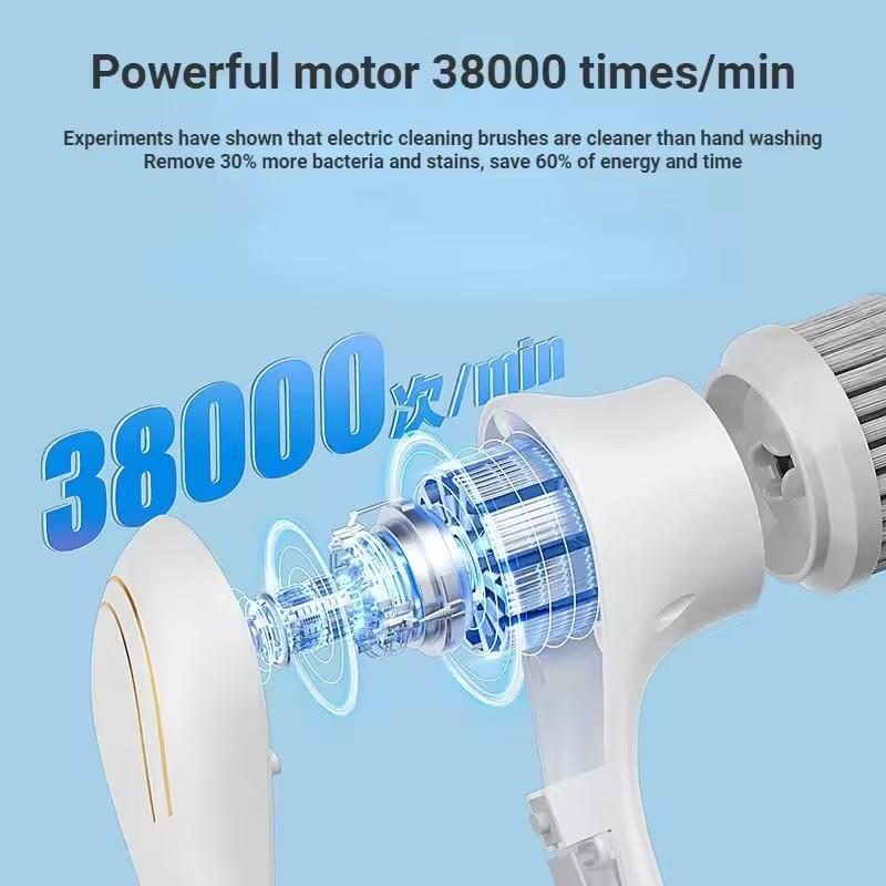 Electric Spin Cleaning Brush with 5 PCS Heads Wireless Handheld Scrubber Suitable Scrub Brush for Bathroom Kitchen Bathtub Tile