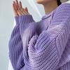 Jesienny Luźny Sweter Dzianinowy Pulower Casual dla Kobiet Moda Nowy Długi Rękaw Okrągły Dekolt Zimowe Swetry Kobiety Elegancki Gładki Ciepły Dzianinowy Sweter 25722