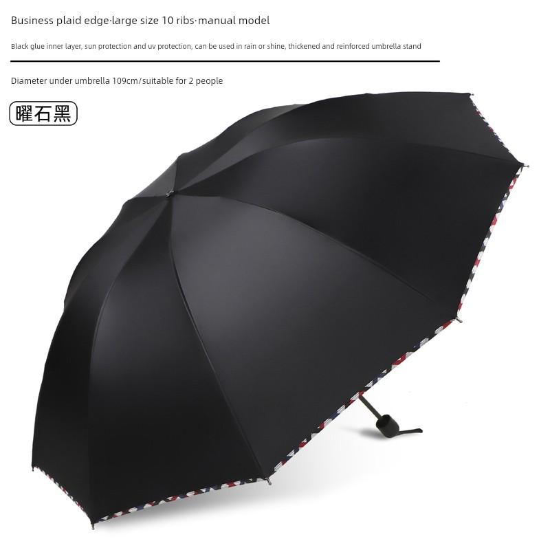 Large Thickened Windproof Reinforced Umbrella for Heavy Rain with Logo, Foldable Dual-Use Black Coating for Sun Protection and Uv Protection