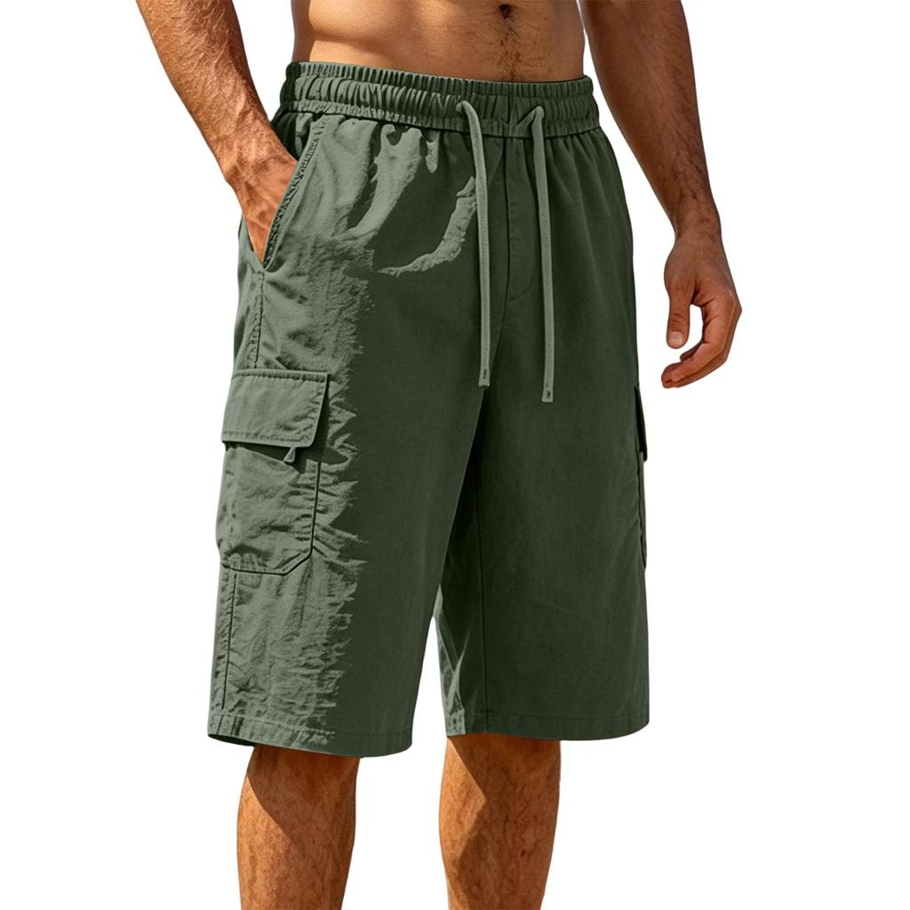 Men’s Summer Casual Seven- Shorts Relaxed Fit Lightweight Cotton Cargo Shorts with Multiple Pockets for Outdoor Activities