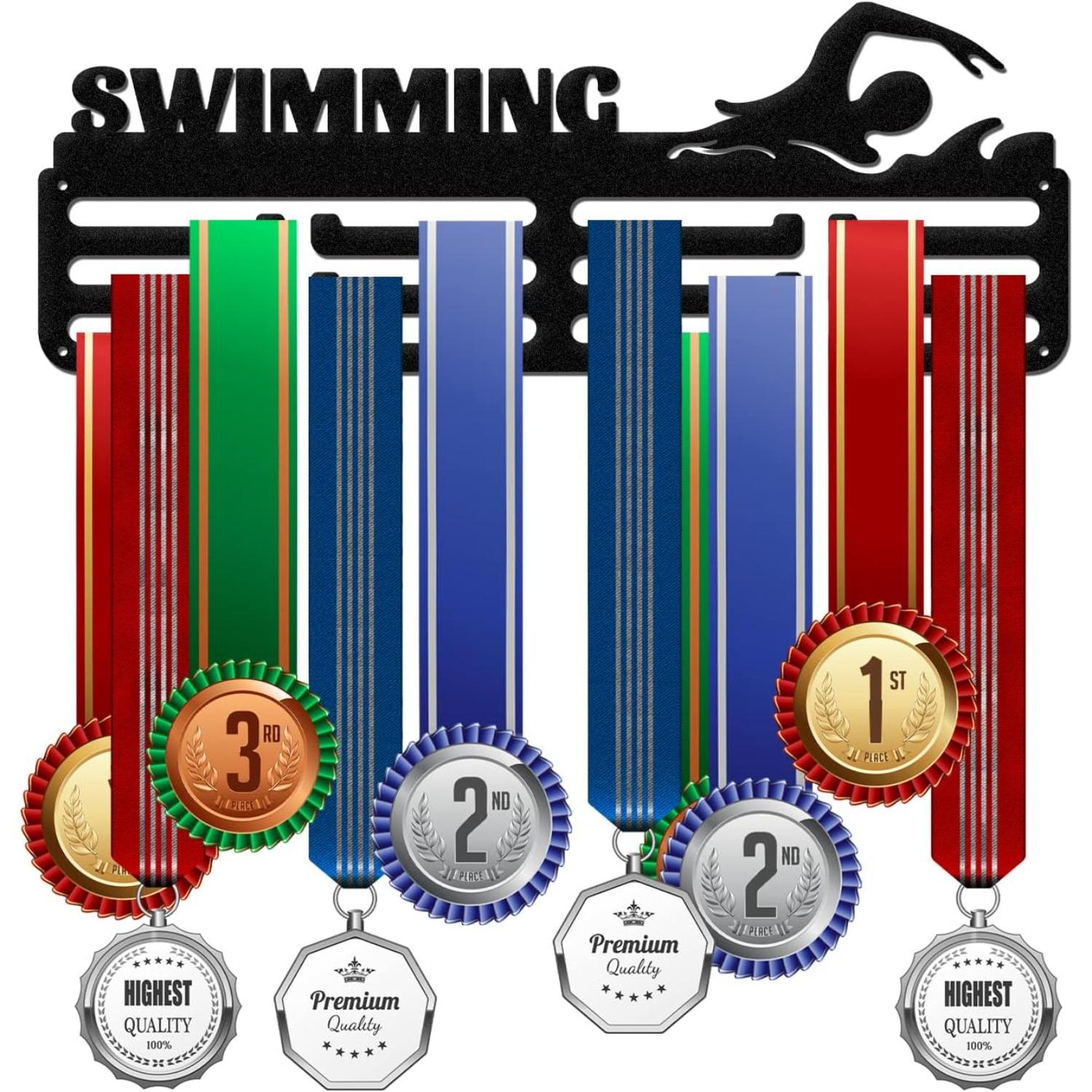 

Metal Swimming Medal Wall Holder 40x15cm Trophy Display Rack