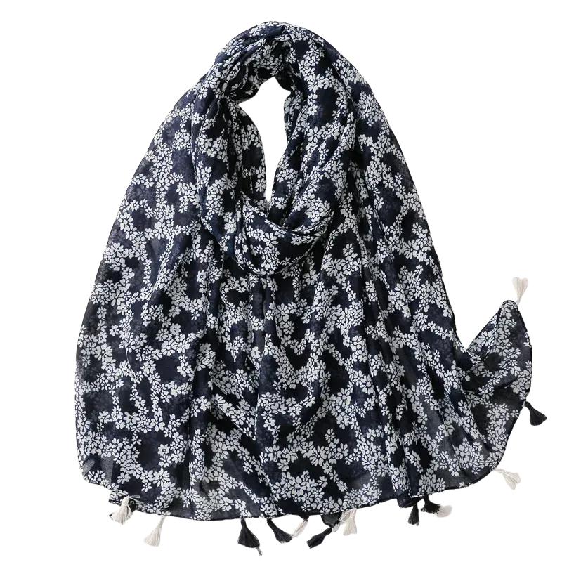 

Легкие шарфы модные цветы принт женский хлопковый шарф-обертка головной платок летний подарок 180x88