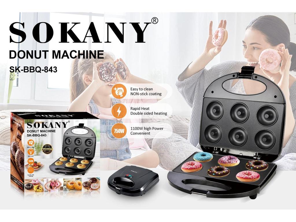 SOKANY843 Automatic Mini Donut Maker for Kids - Electric Baking Pan