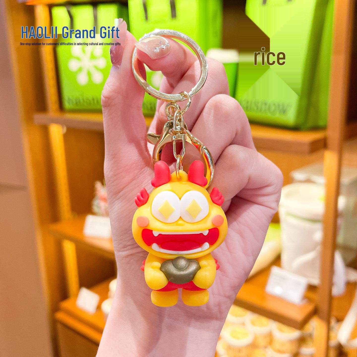 Fortune Dragon Keychain: Lucky Mahjong Cartoon Pendant for Car, Backpack, or Gifts