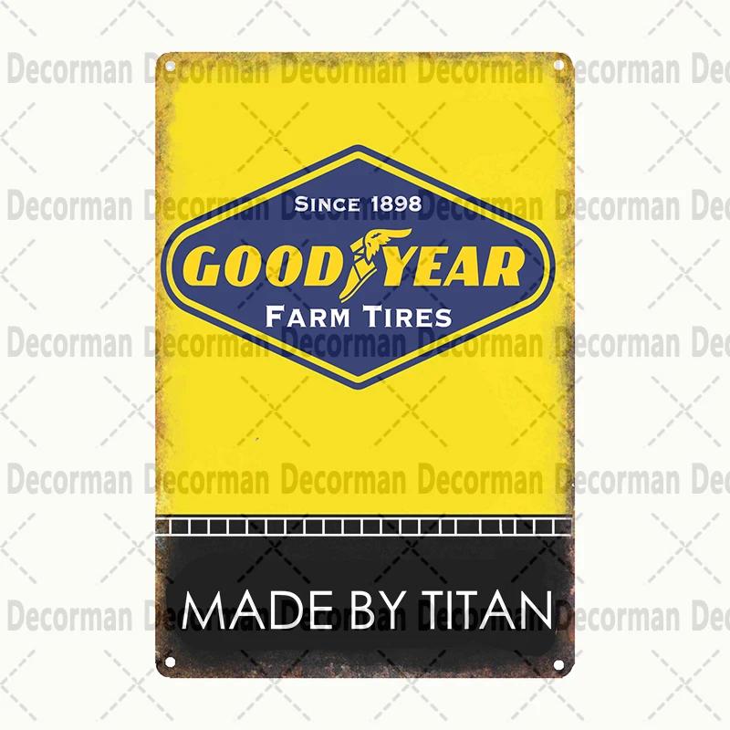 Retro Goodyear Tire Motor Oil Tin Sign  Vintage Iron Painting Wall Decor for Home Pub Bar  X CM Gift Art Poster