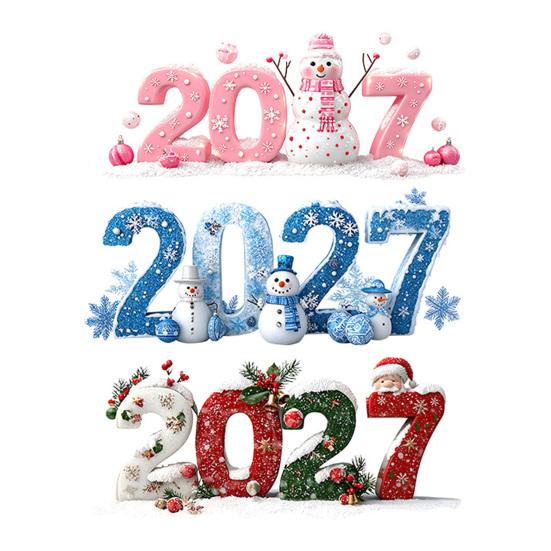 Reusable Christmas Shop Window Clings 2027 Static Clings, Snowman Snowflake Holly Glass Stickers, Digital Theme Decor Xmas Decals for Store