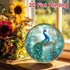 Round 20 cm Gold Peacock Wall Art, Vintage Metal Poster for Living Room
