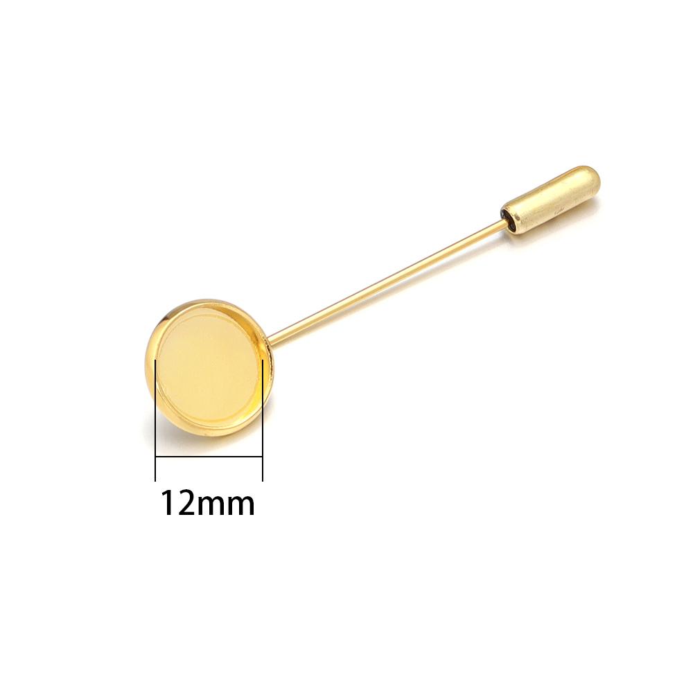 10pcs/Lot Metal Blank Brooches Base Fit 12mm Cabochon Cameo Settings Brooch Lapel Pin Tray Brooches for Jewelry Making Wholesale